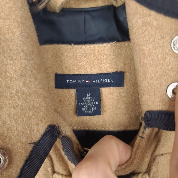 Tommy Hilfiger Jacket Womens Medium Brown Beige Full Zip Hooded 59% Wool - Picture 6 of 11